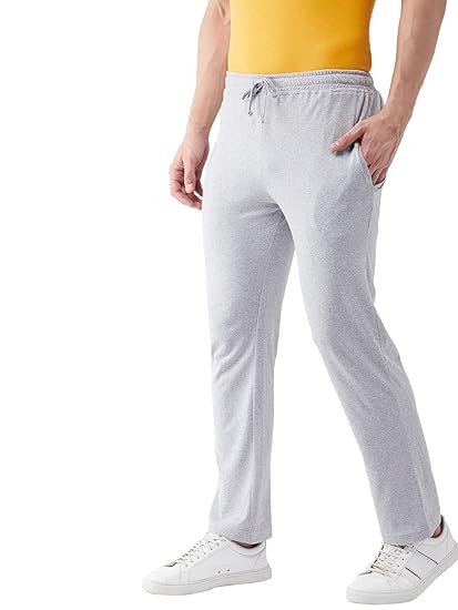 Mens Regular Fit Cotton Solid Track Pant with Side Zip Pockets (GSTP2787)