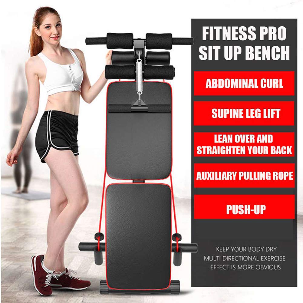 Banco de Abdominales Plegable Ajustable Tabla de Abdominales Entrenamiento Deportivo Ejercicio de Entrenamiento de Empuje Músculos Equipo de Fitness, para Gimnasio en casa, Carga 550LBS