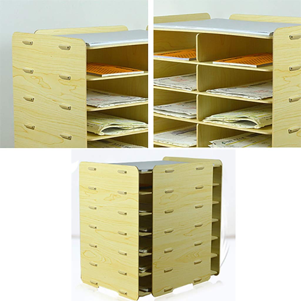 Drewniany organizer biurkowy A4 na dokumenty, biurko, biurko, biurko, biurko, biurko, biurko, biurko, dokumenty, 35 x 25,2 x 36,1 cm (kolor: A)