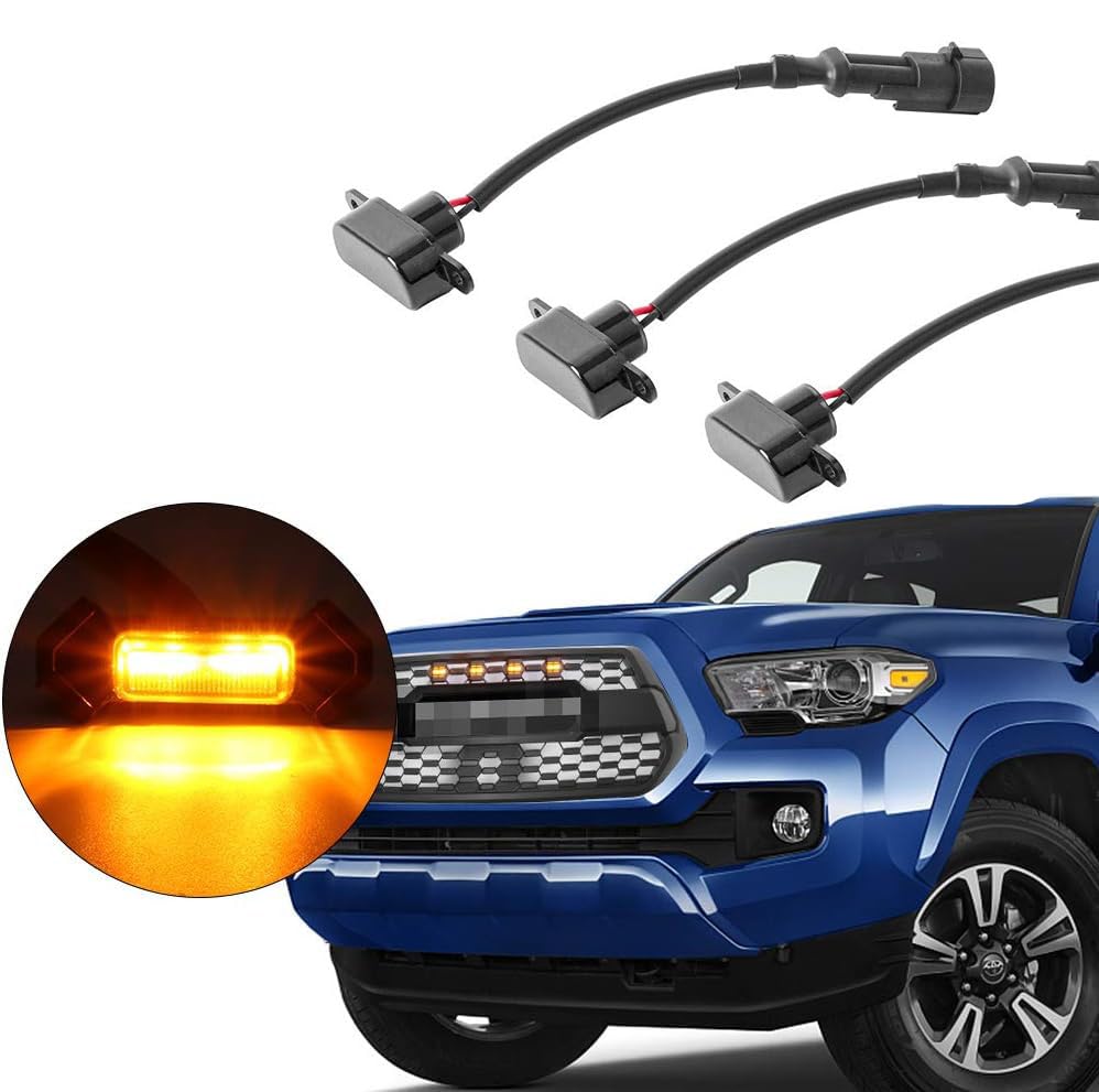 3Pcs Smoked Amber Yellow LED Front Grille Running Lights For Ford Raptor F-150 E - Foto 7