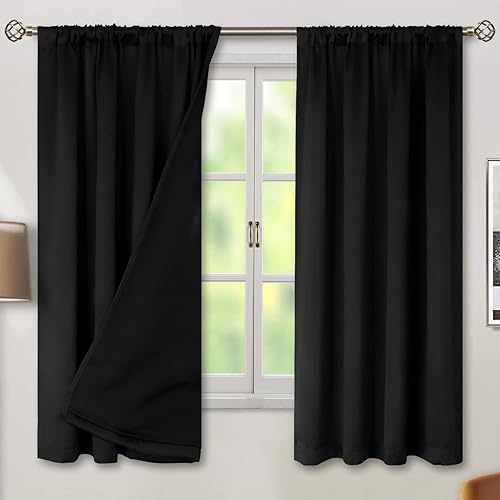 BGment - 2cortinas 100% opacas, con aislamiento térmico, forro negro, de doble capa, oscurecedoras, reductoras de ruido y con bolsillo para