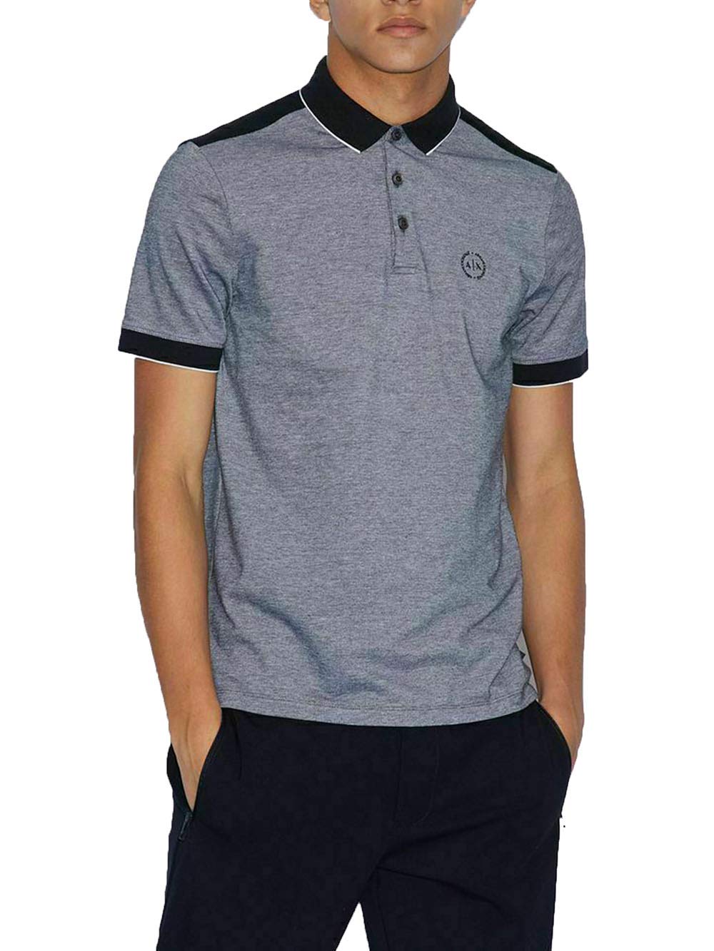 Her lip to　Multi Border Polo Top Armani Exchange Poloshirt voor heren met strepen, Blauw, S