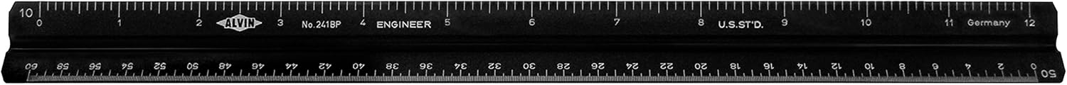 Alvin, 240BP Series, Plastic Engineer Triangular Scale, Black - 12 inches : Office And School Rulers : Office Products