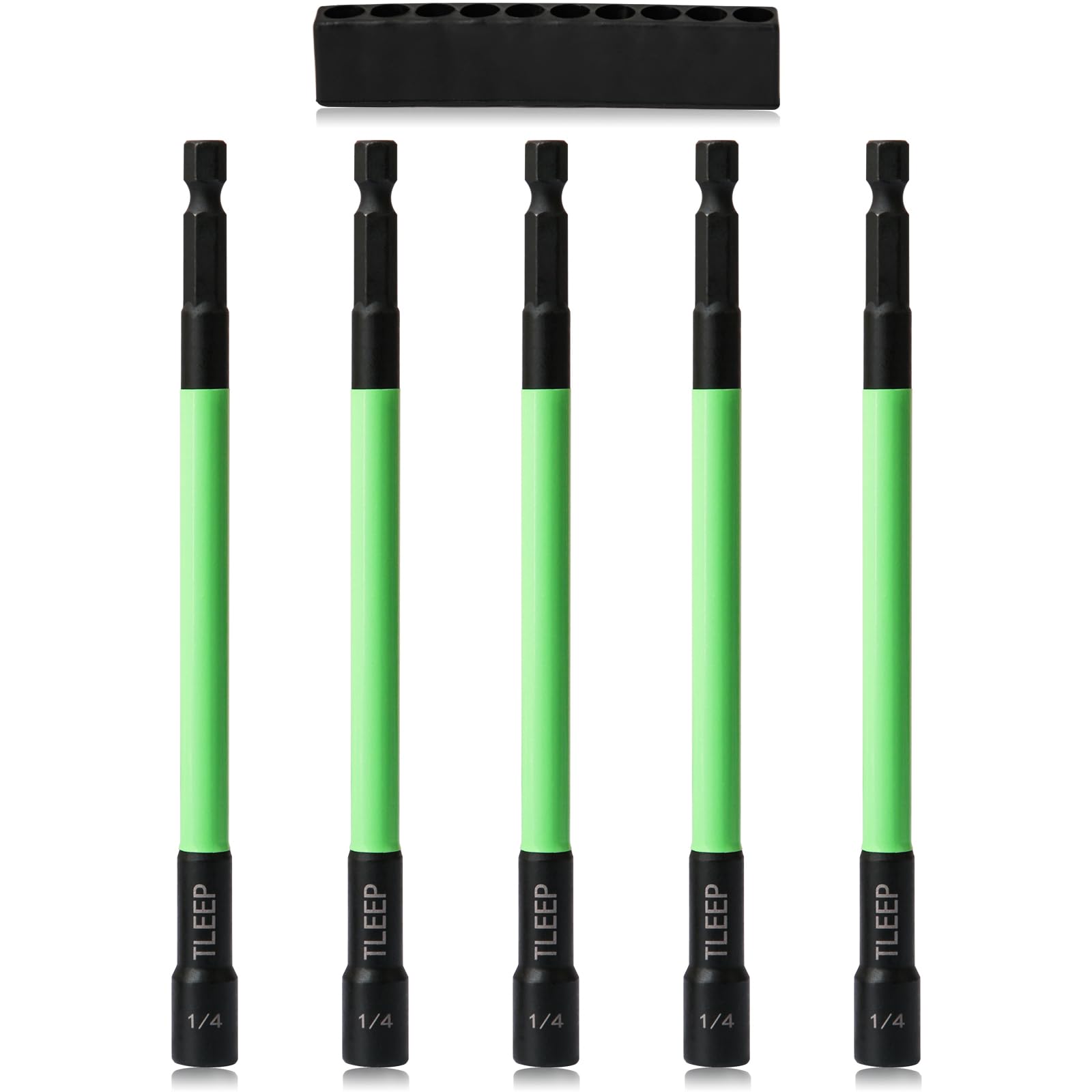 TLEEP 150MM 1/4" Magnetic Power Nut Driver Set for Impact Drill, 1/4" Hex Head Drill Bit Set SAE Screwdriver Socket Set, Chrome Vanadium Steel Quick