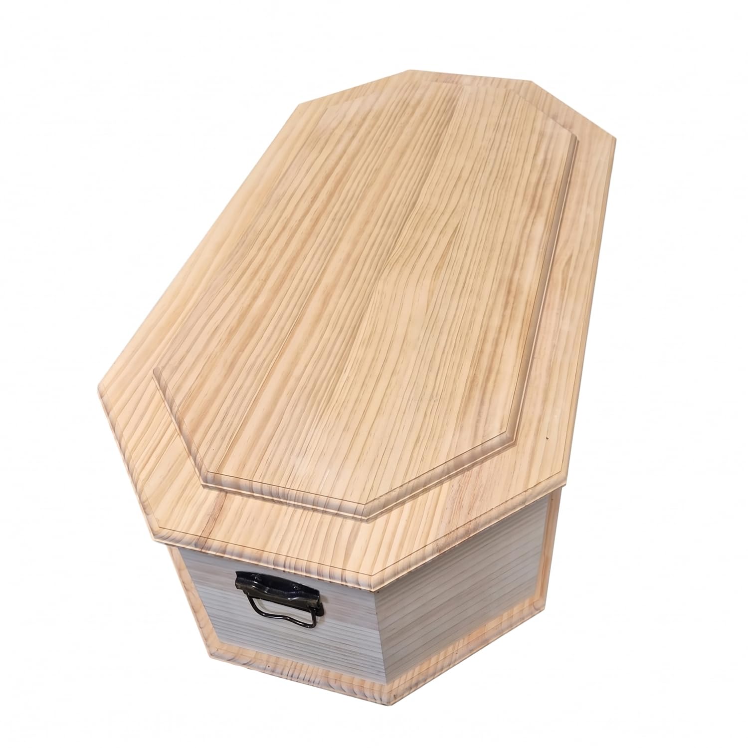 petbye Wooden Octagonal Pet Coffin Natural Finish – Size XXL for Large Pets – Pet Coffin with Secure Metal Closure – Made from Solid Wood