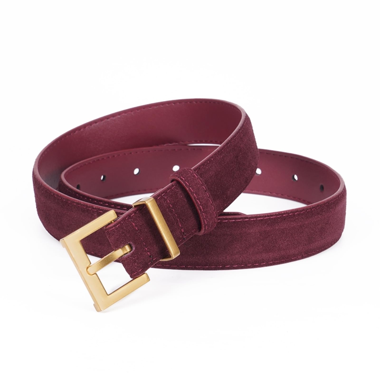 Ceinture Élégante En Daim, Adaptée Aux Robes Denim Décontractées Pour Femmes, À Boucle Alliage Carré