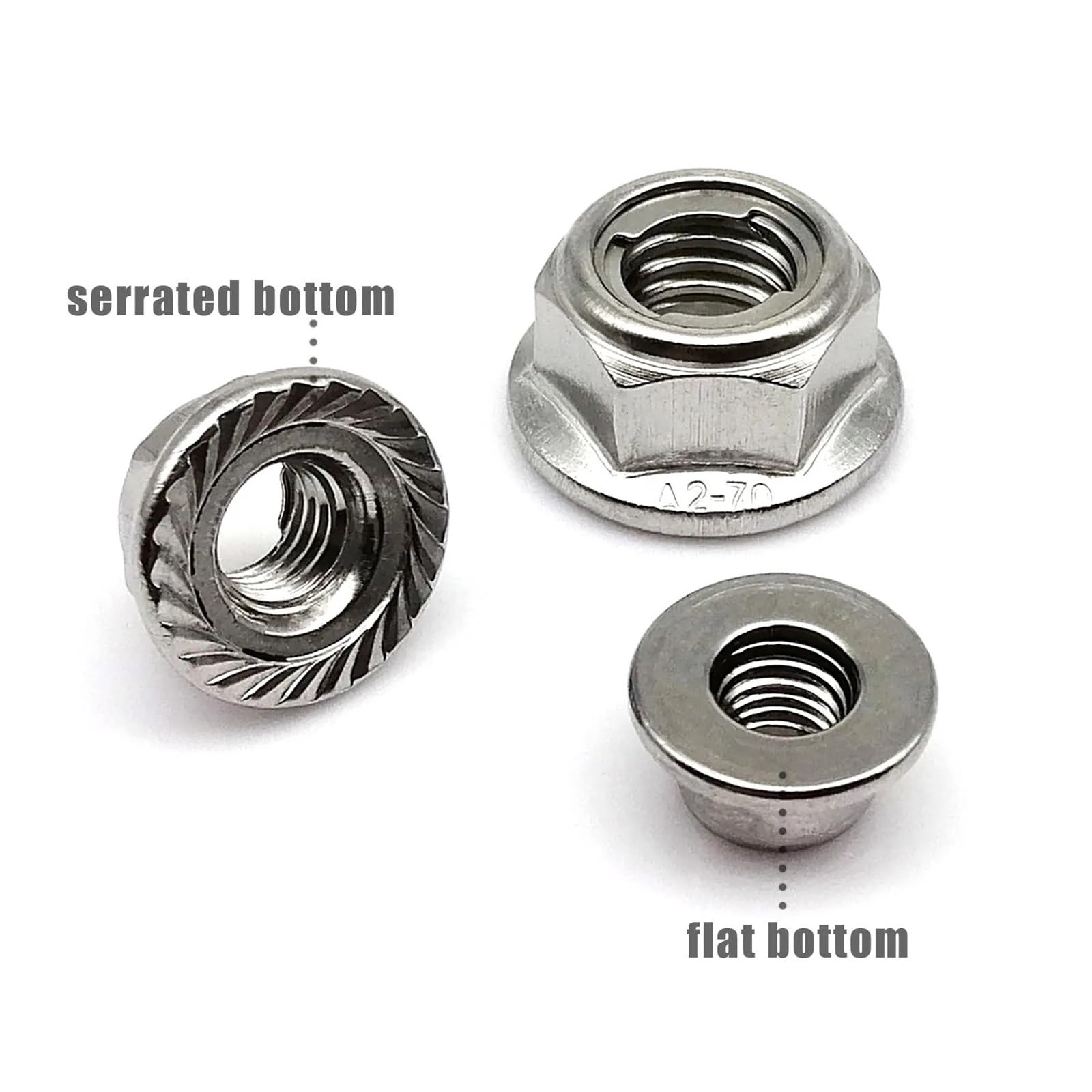 Dadi di bloccaggio, 2 M4 M5 M6 M8 M10 M12 304 A2-70 In Acciaio Inox Tipo di Coppia Prevalente Tutto In Metallo Inserto Flangia Esagonale Dado Autobloccante controdado(M12 serrated bottom)