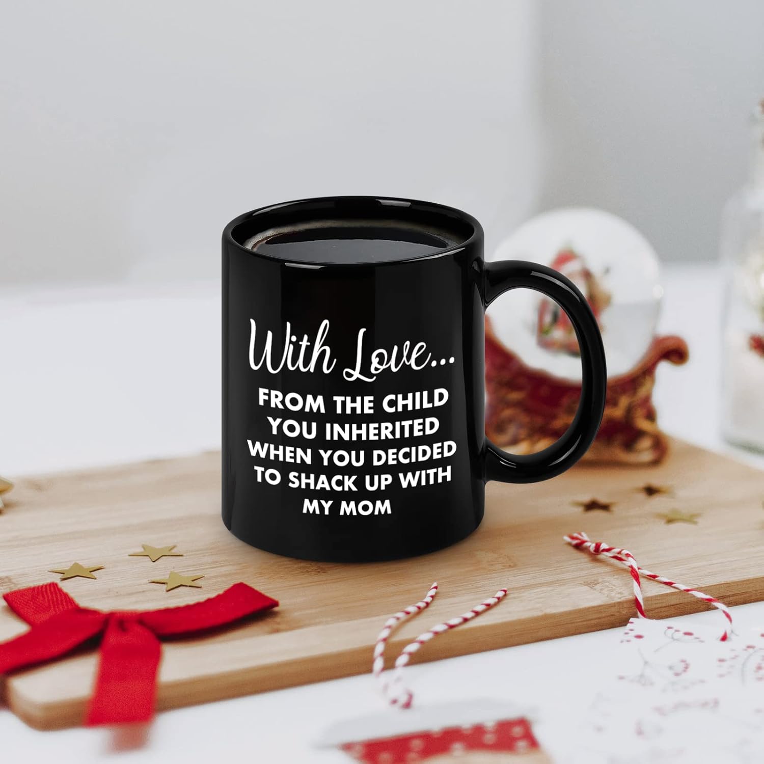 Cabtnca Stepdad Gifts, With Love From The Child You Inherited Mug, Christmas Birthday Father's Day Gift for Stepdad from Stepdaughter Stepson, 11 Oz Black - Image 2