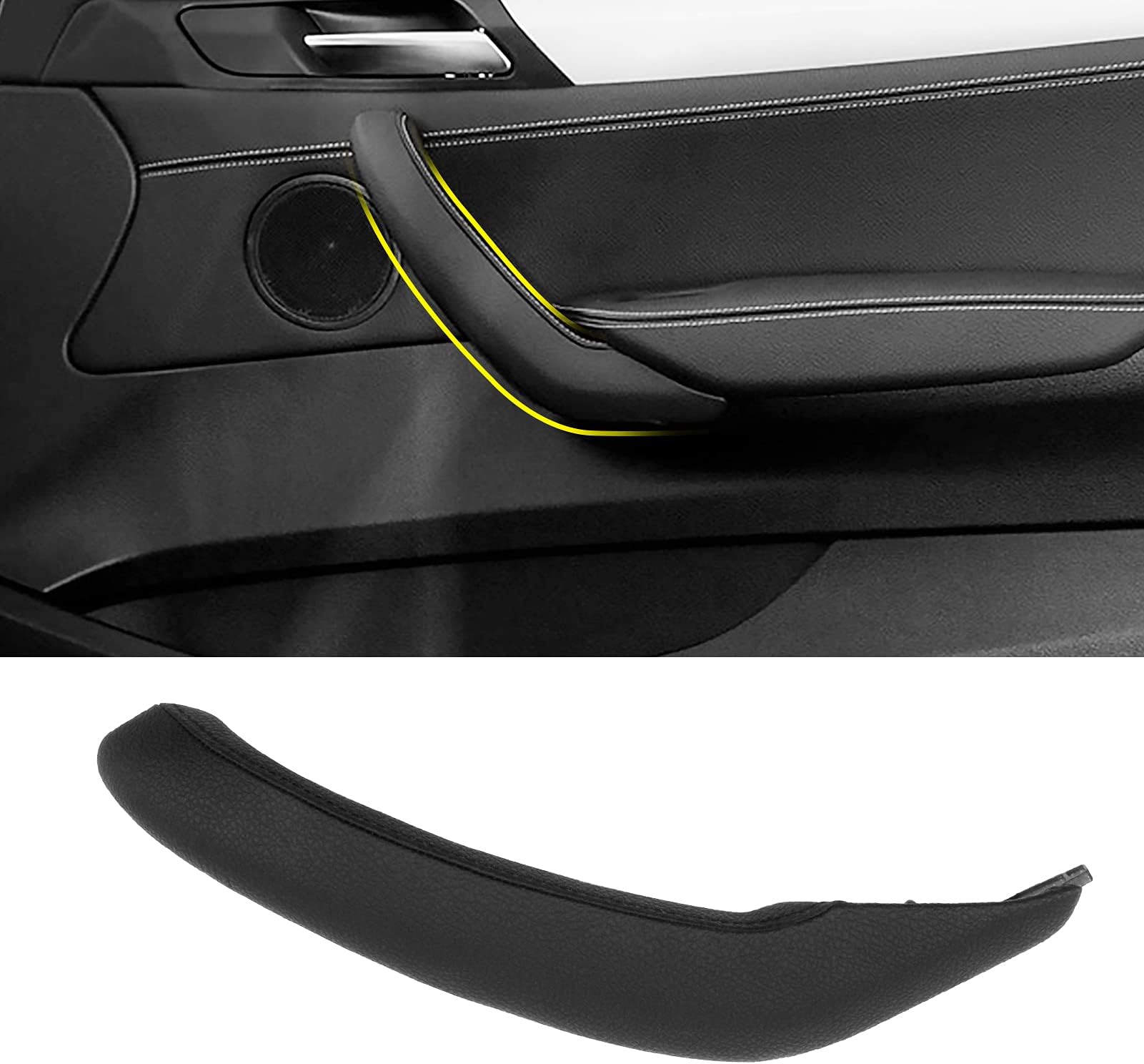 Jaronx Handle Cover - Genuine Leather Outer Cover for BMW X3/X4 F25/F26 2010-2017, Right Side Passenger Door, Black, Half Part Replacement