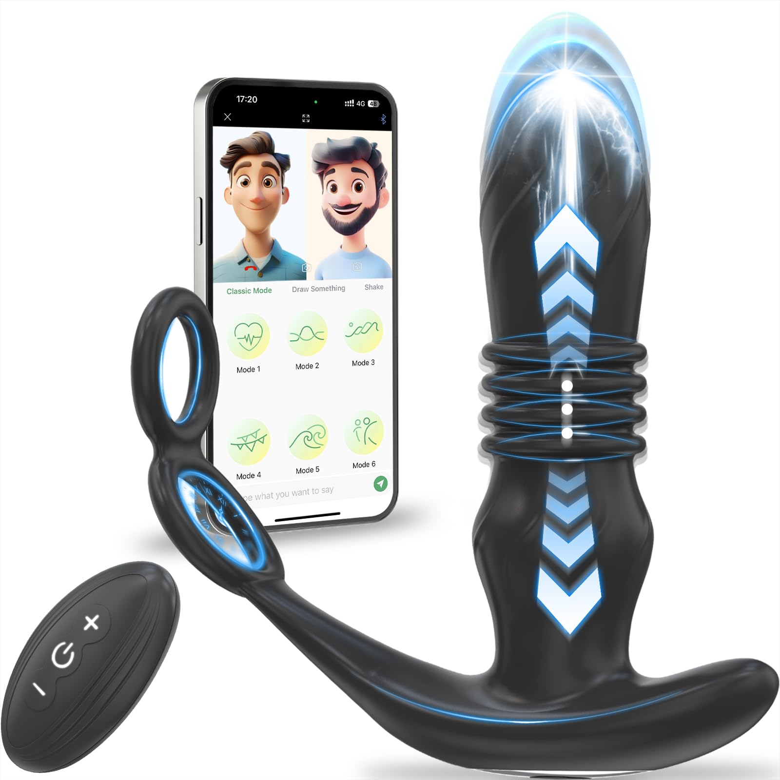 Estimulador Prostata Juguetes Sexuales Hombre con Plug Anal Anillo Vibrador Mando Distancia Consoladores.. Para Hombre con Vibración App Cock Ring Vibradorador Dildo Anal 9 Modo Telescópicos Vibración