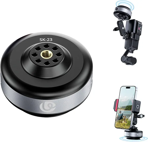 ULANZI SK-23 Electric Camera Suction Cup Mount with 1/4" Screw Hole for GoPro Hero 13/12/11/10/9, Insta360 X5/X4, DJI Osmo Pocket 3/2 Action 5 Pro/4, and Most Small Camera/Action Camera/Phone