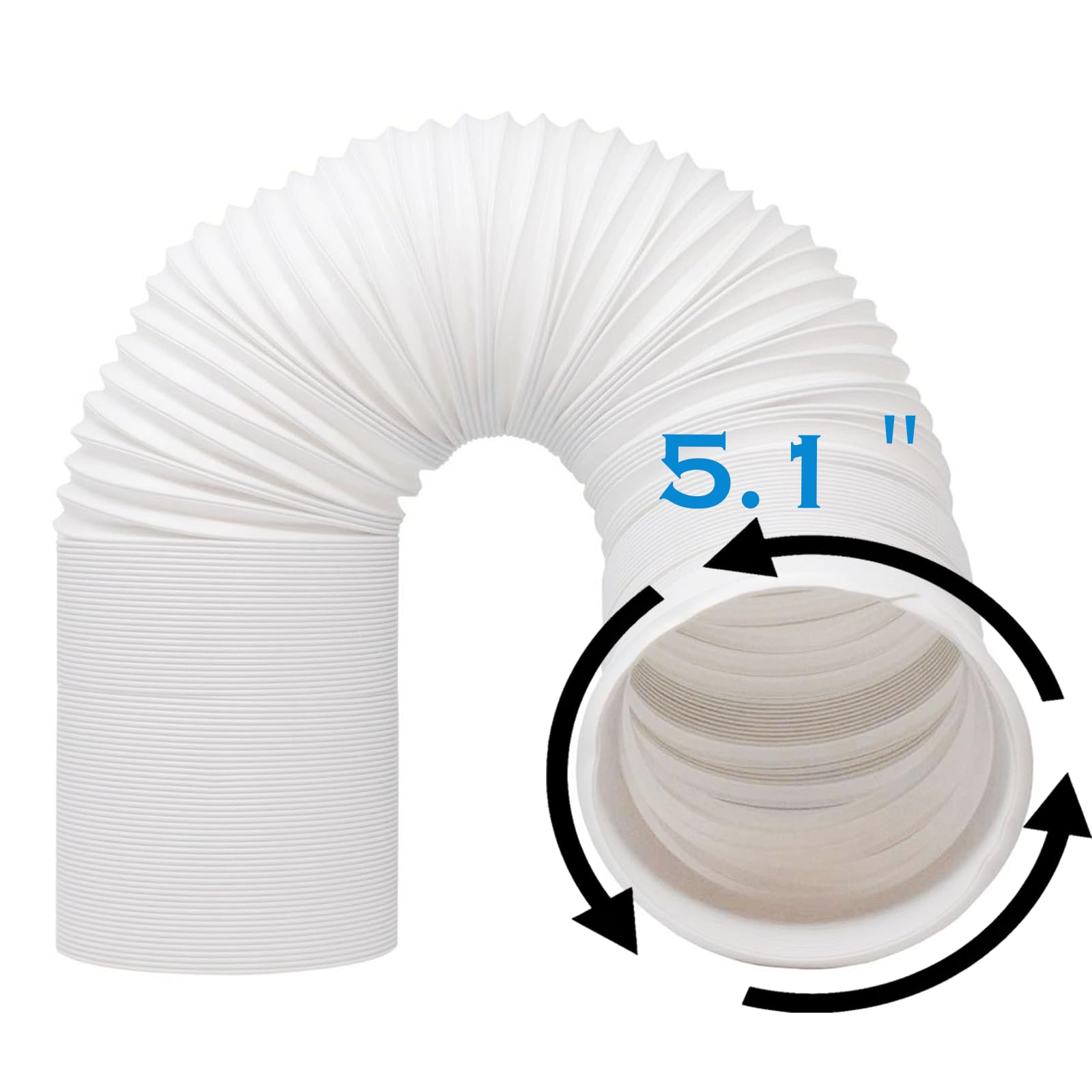 YOUHO Portable Air Conditioner Hose, AC Exhaust Hose Anti-Clockwise 80" Length 5.1 Inch Diameter Thread Air Conditioner Parts Compatible with Haier, Delonghi and More (Anti-Clockwise 5.1 inch)