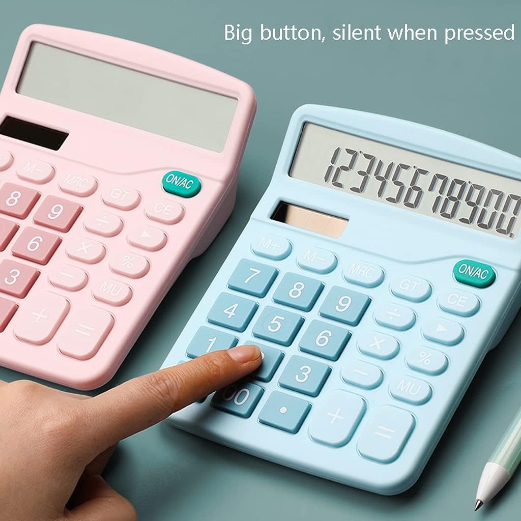 Creative Solar Dual Power Scientific Calculator,12-Digit Large-Screen Mini Portable Silent Calculator, Suitable Accounting Student Gift (Color : Blue, Size : 5.7inchs) (Black 5.7inchs)