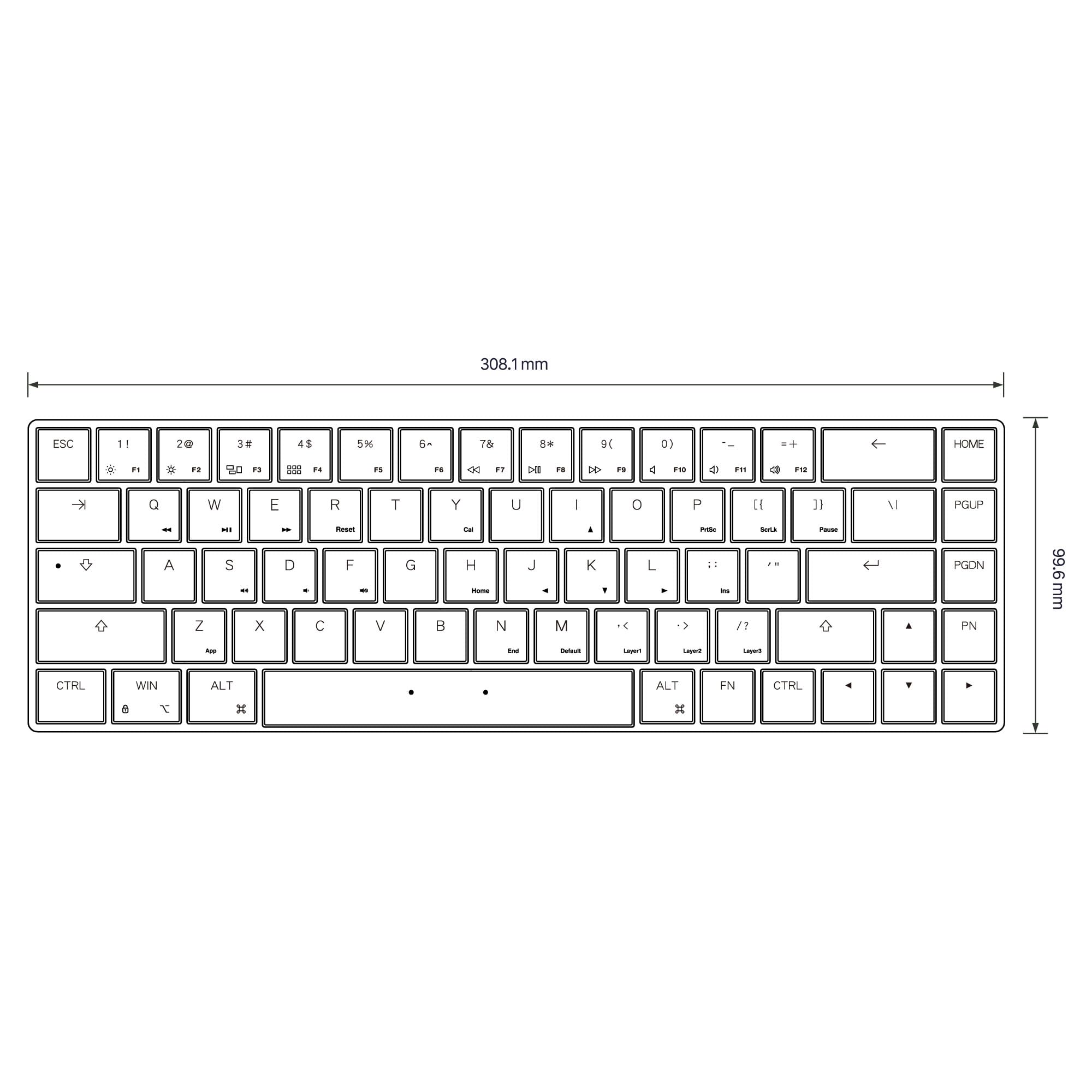 Amazon | Mistel ミステル AIRONE キーボード 有線 英語US配列 68キー 