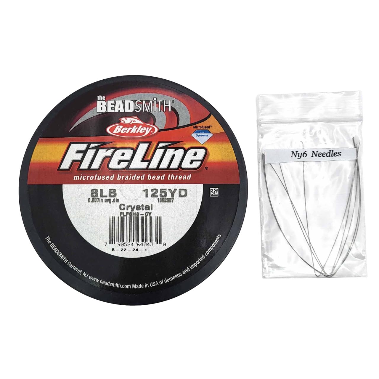 Beadsmith FIRELINE Beading Thread Crystal/Smoke 4LB 6LB 8LB 125 YRD/Spool (Crystal 8lbs 0.17mm) with Fine Beading Needle Bundle Kit for Jewelry Making & Beadwork