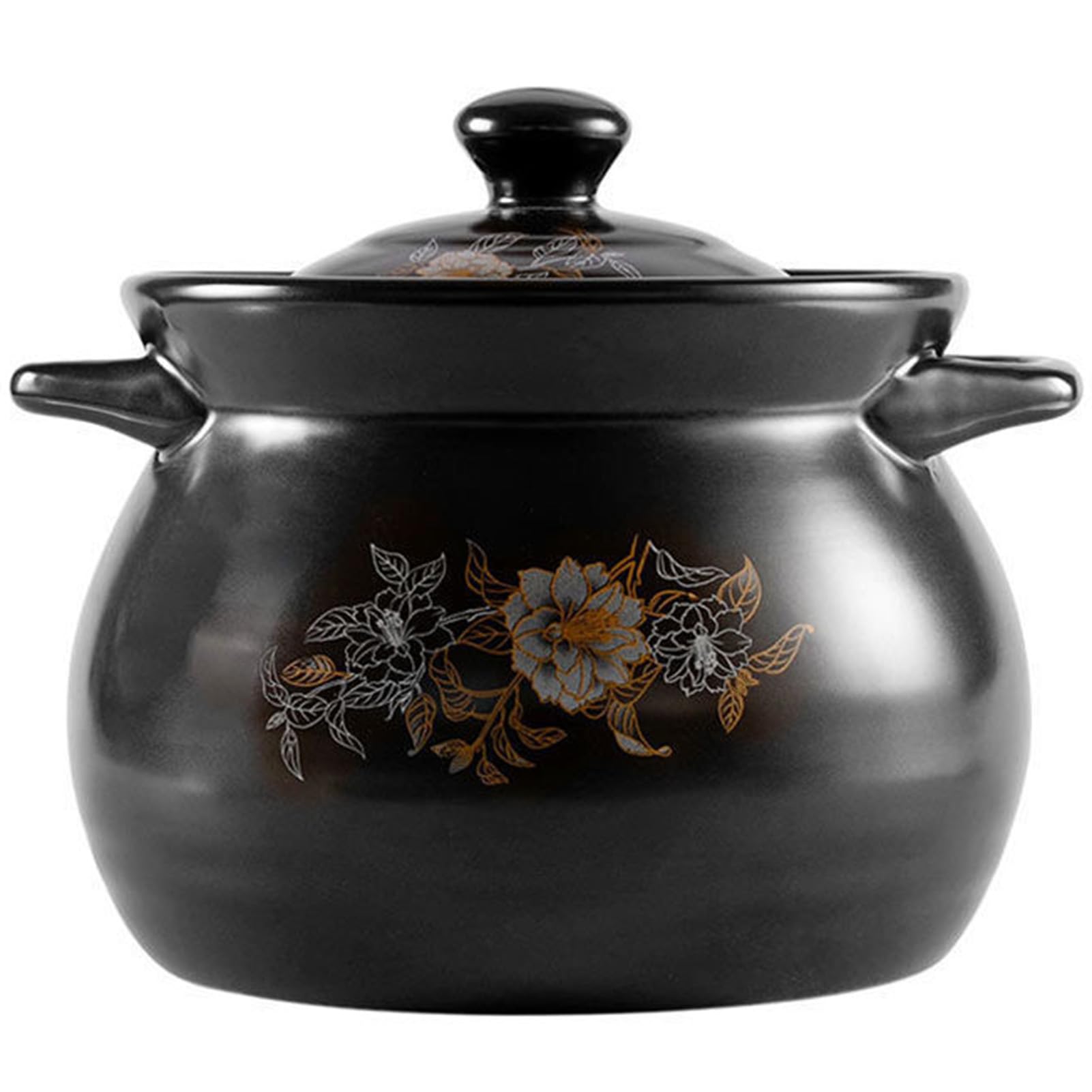 VHJdtE Ceramic stew pots, Casserole with Lid, Clay for Heat Resistant Soup(4.2L/3.8Quarts)