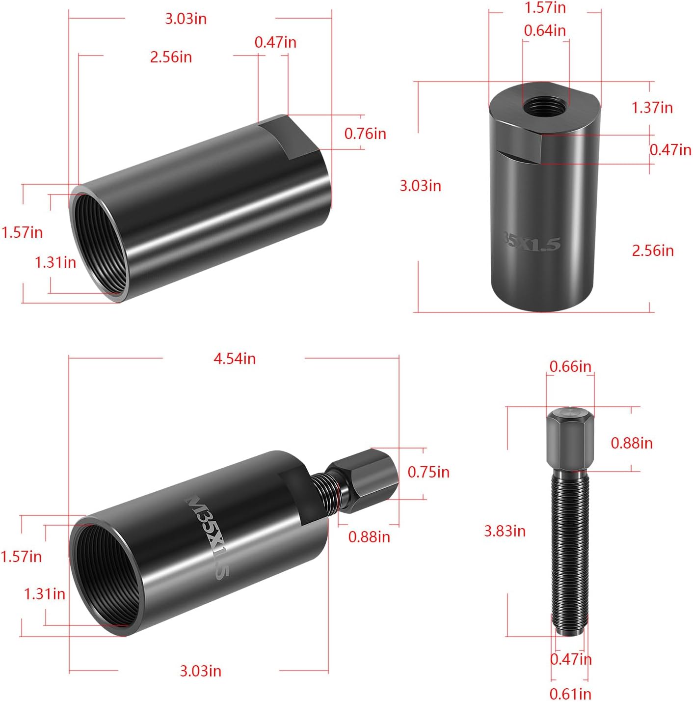 Bonbo 35mm Flywheel Puller Remover Bolt Tool M35 X 1.5 R.H. for Yamaha Big Bear 350 400 660 Raptor 350 700 700R Grizzly 350 400 450 550 660 700 Kodiak 400 450 Rhino 450 660 Rotor