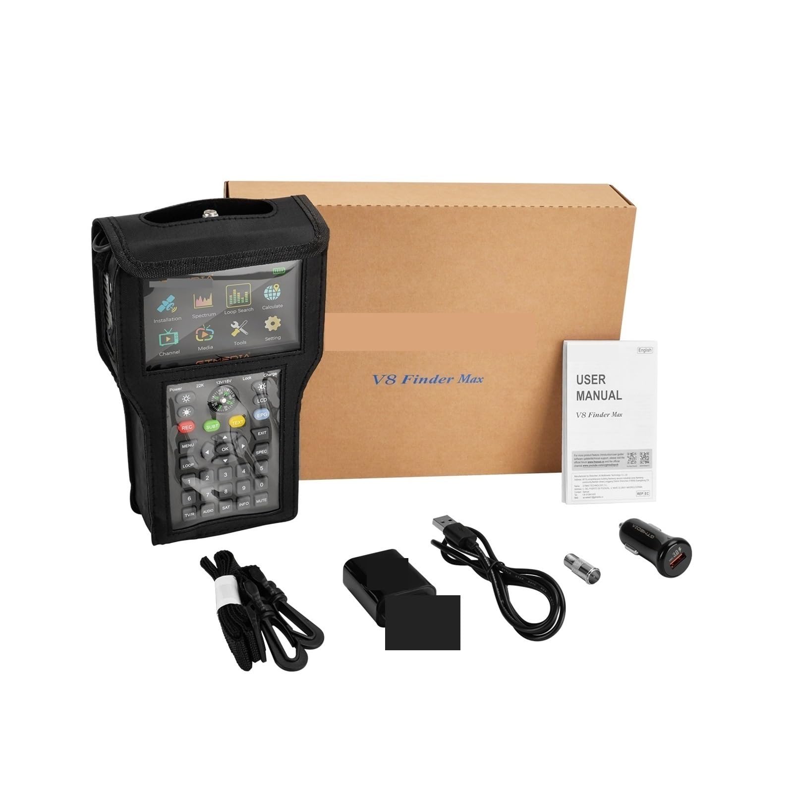 LNHHG V8 Finder Max Handheld Combo Meter DVB-S/S2/S2X Support H.264 / .265 7.4V/4000mAh Li-ion Battery Satellite