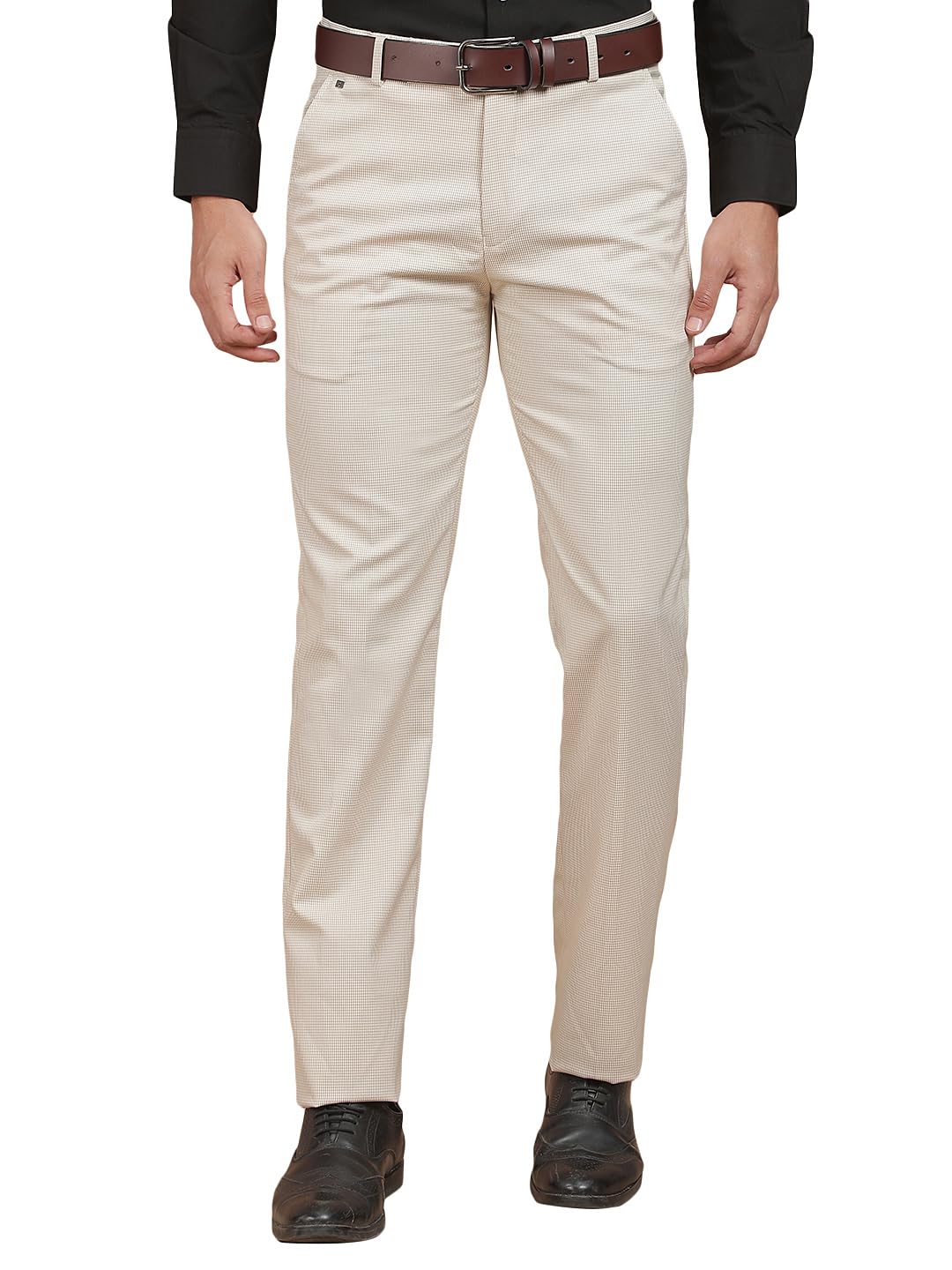 cantabil Formal Trousers for Men l Regular Fit Poly Viscose Stretch Fabric Checkered Pattern-picture-10