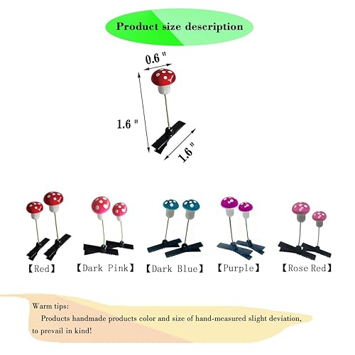 Miniatura 2 de 30 pinzas para el cabello con diseño de hongos para mujeres y niñas, accesorios creativos para el cabello (hongos morado)
