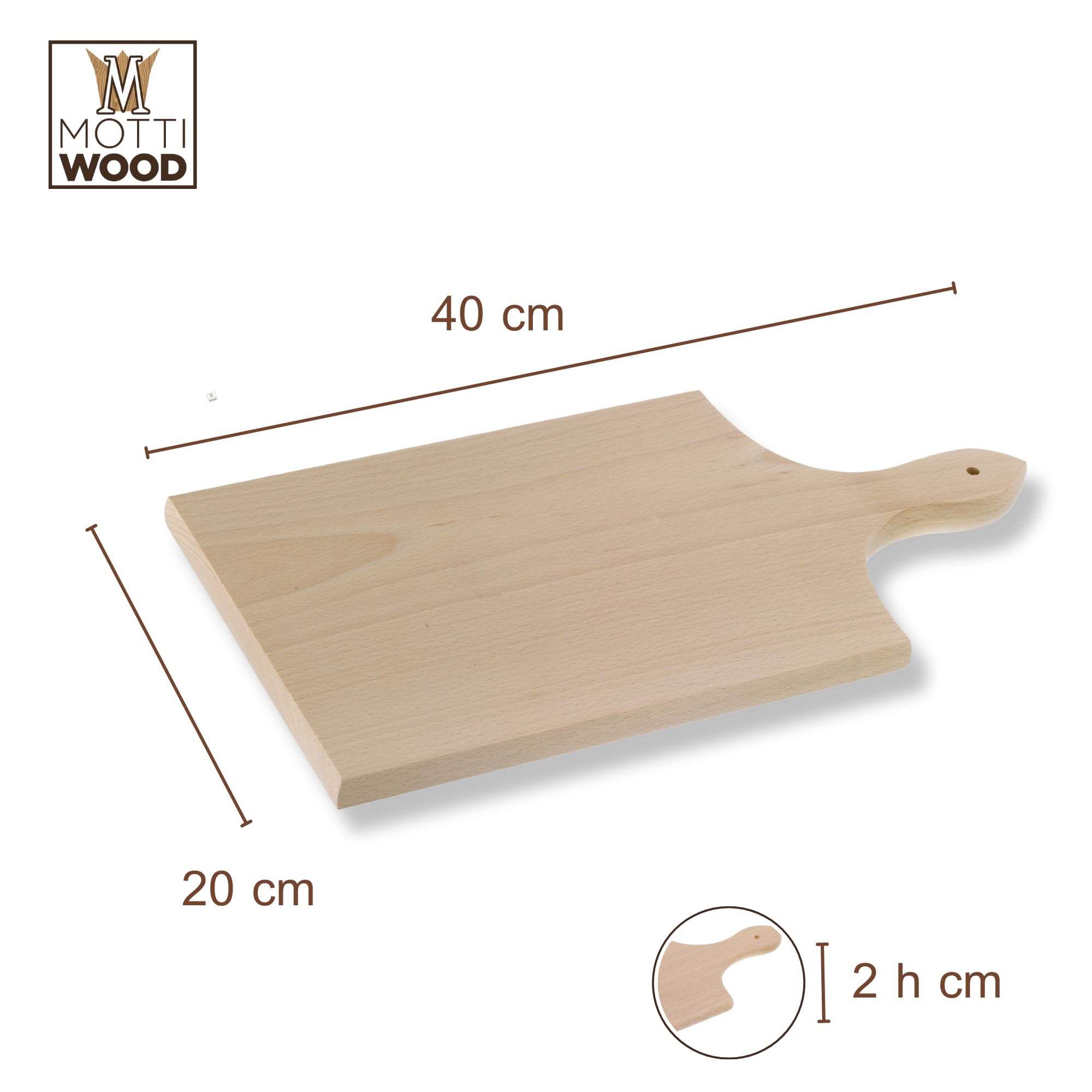 Set 10 Taglieri da Cucina con Manico, 100% Legno Faggio, Perfetto per Tagliare e Servire, Dimensioni 40x20x2hcm, Alta Resistenza, Made in Italy