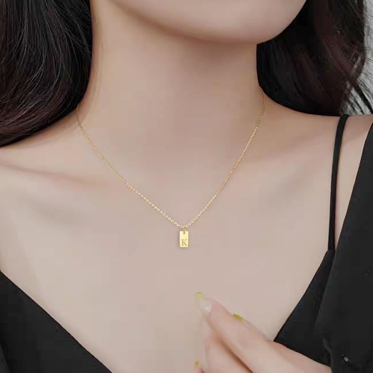 REELMAR Silver Initial Necklaces for Women Trendy Name Letter Necklace Cute Initial Tag Pendant Necklace Dainty Alphabet Personalized Silver Jewelry - Image 2