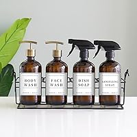 Vista 5 de 12 PCS Waterproof Glass/Plastic Bottle Labels - Farmhouse Bathroom/Kitchen Hand Soap Dispenser Label Stickers, Removable Cleaning Labels for Lotion