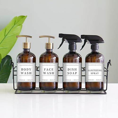 Miniatura 5 de 12 PCS Waterproof Glass/Plastic Bottle Labels - Farmhouse Bathroom/Kitchen Hand Soap Dispenser Label Stickers, Removable Cleaning Labels for Lotion,