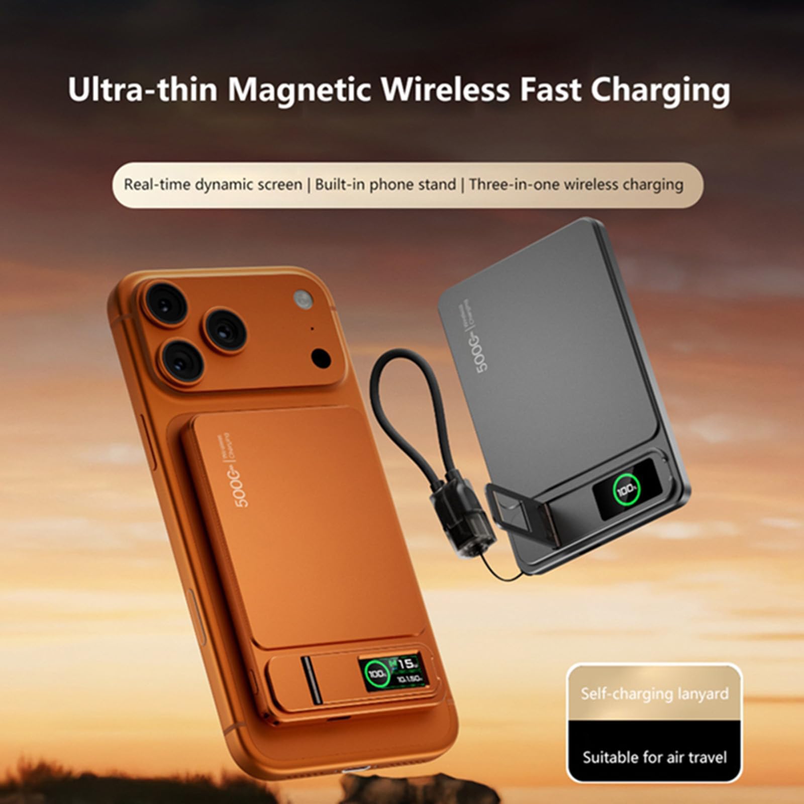 Respaldo de energía inalámbrico magnético con Pantalla a Color Clara 5000 mAh 10000 mAh Carga portátil para tabletas de teléfono Paquete de batería inalámbrica de Carga rápida