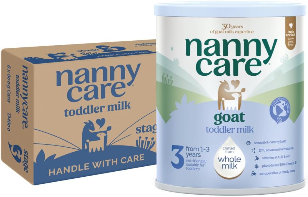 Nannycare Goat Based Toddler Milk – Stage 3 (From 1-3 Years) | Baby Powder from Whole Goat Milk | Nutritionally Complete Formula for Combination or Bottle Feeding – 800g (6 Pack)