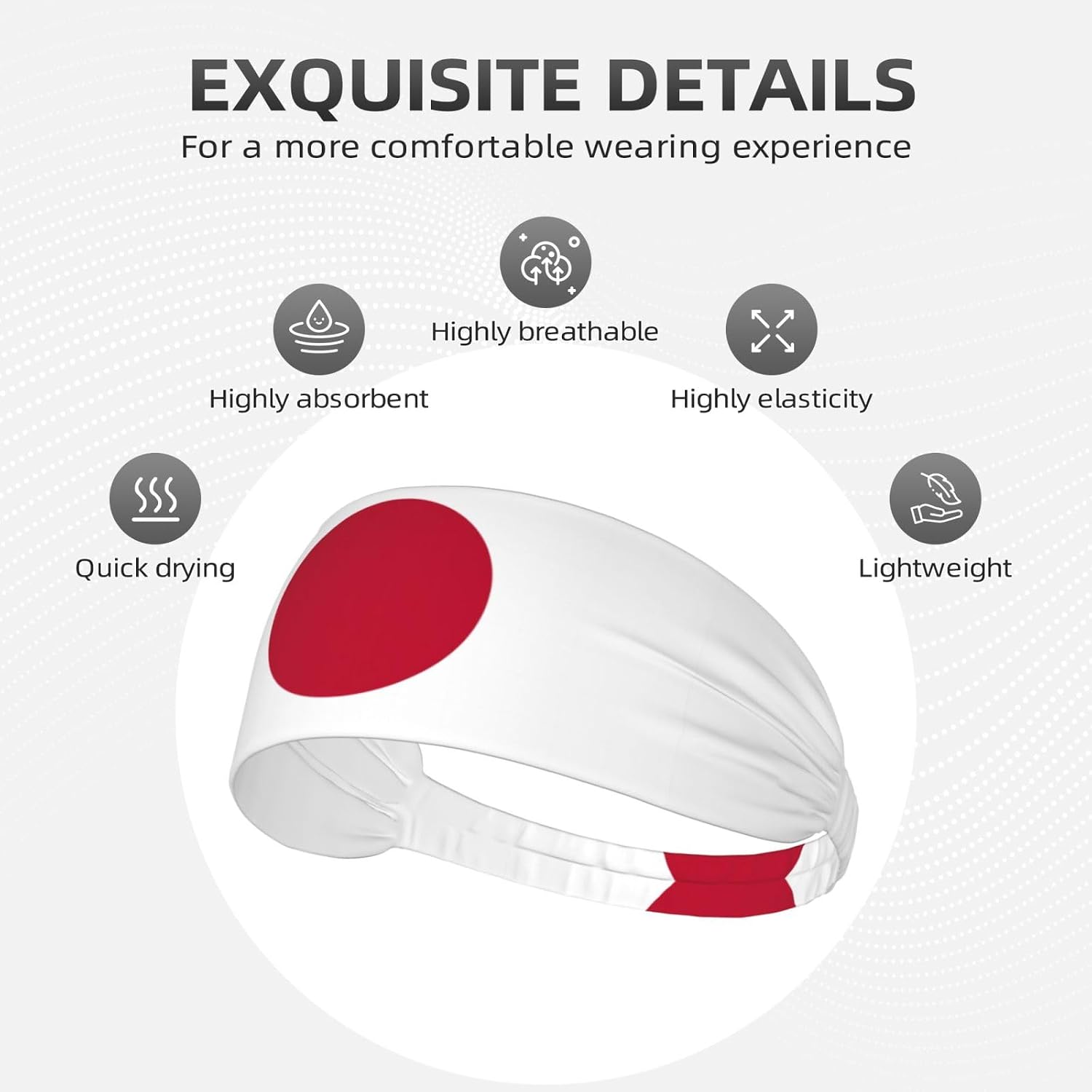Japanese Flag Print Ultra-Soft Elastic Headband Sports Running Gym Outdoor Activities Gifts Headwear