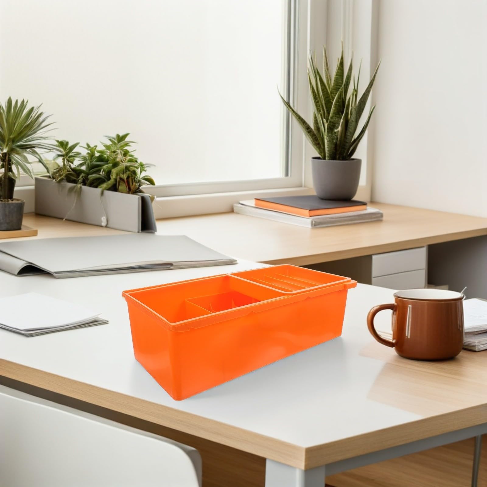 iplusmile Organizador de Almacenamiento Debajo Escritorio con Tres Niveles y Compartimentos, Caja de Plástico Abs Resistente para Oficina y Accesorios de Costura