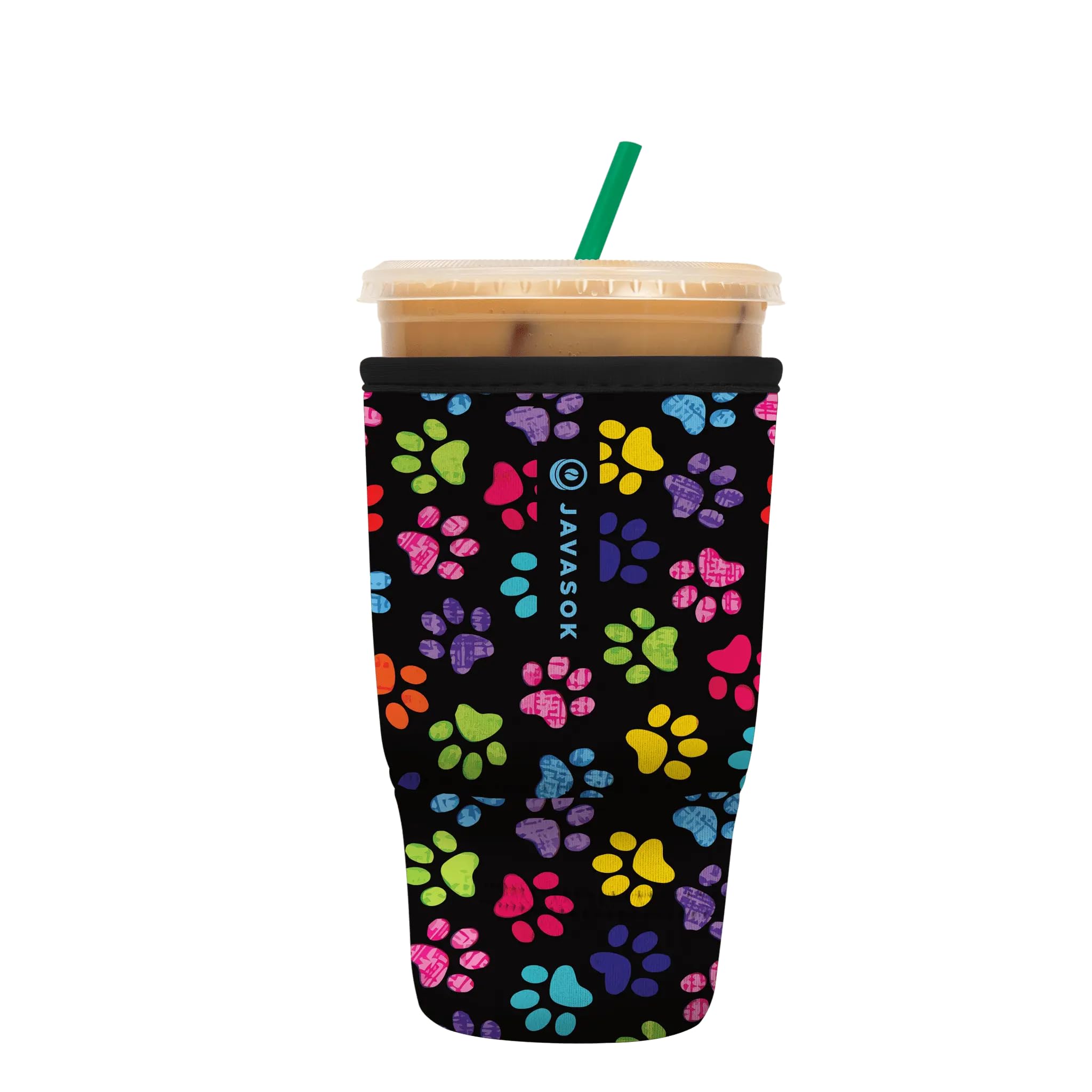 Sok It JavaSok Iced Coffee &amp; Cold Soda Insulated Neoprene Cup Sleeve (Pawsitive Vibes, Large: 30-32oz)