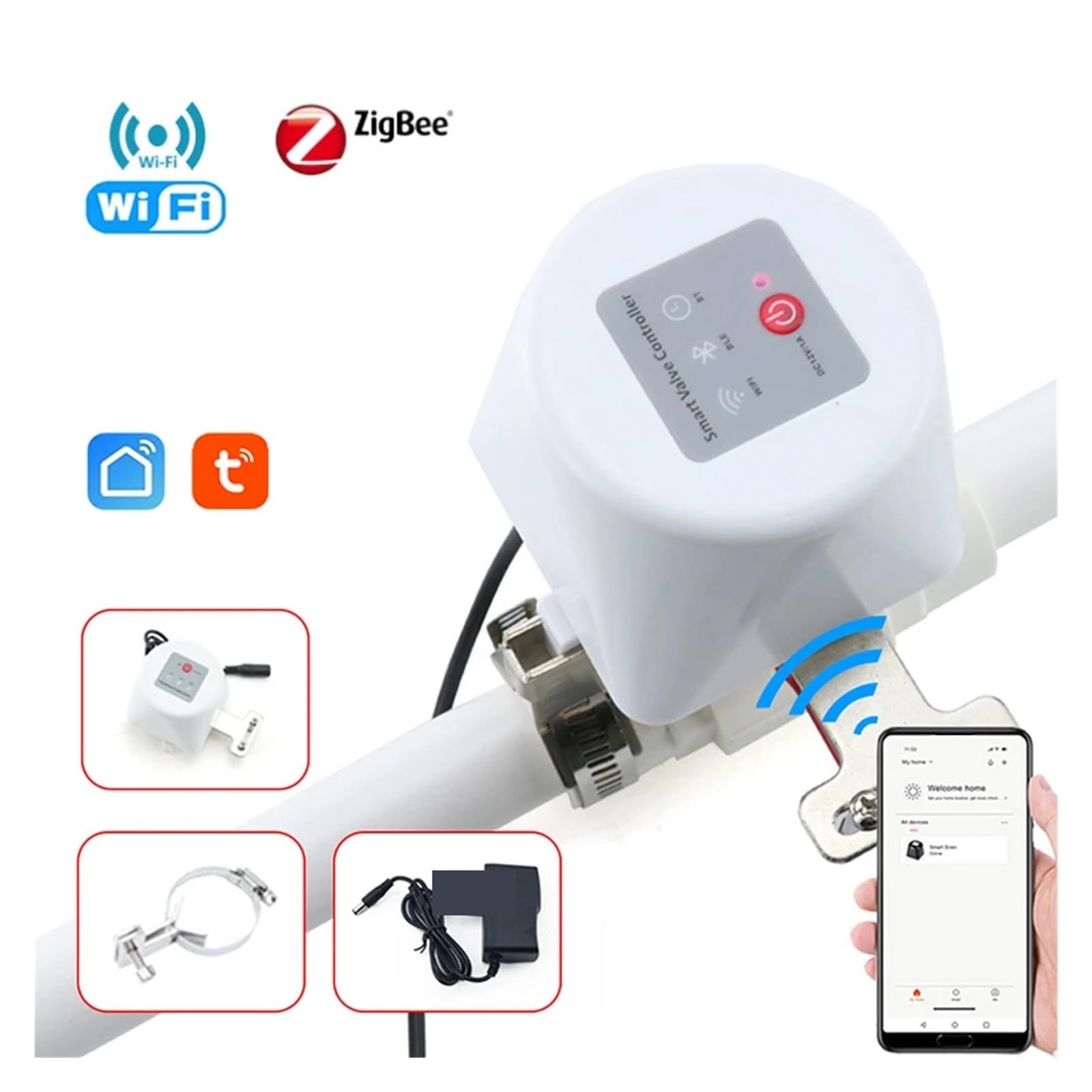 Tuya Smart WiFi Zigbee Zawór Wodny Gazowy Wyłącznik Czasowy Zraszacz Ogrodowy Kran Kontroler Aplikacji(Zigbee Valve)