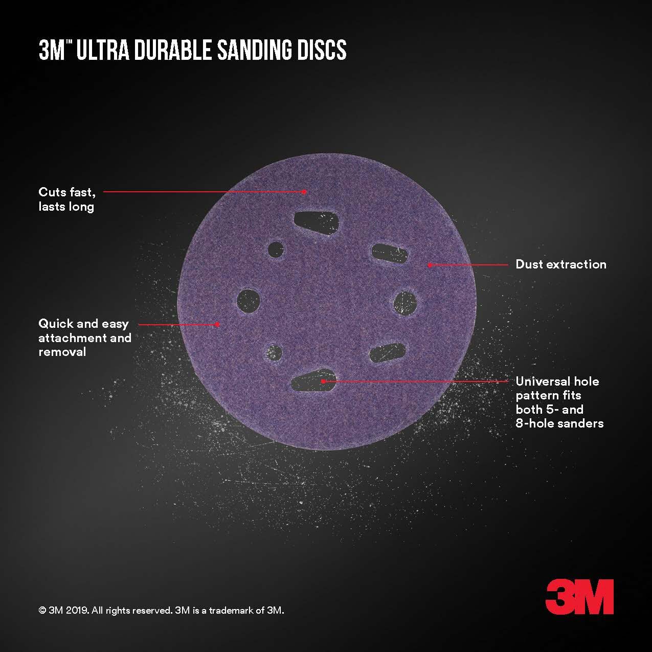3M Ultra trwałe tarcze szlifierskie 12,5 cm, uniwersalny otwór, ziarnistość 220, 10 sztuk