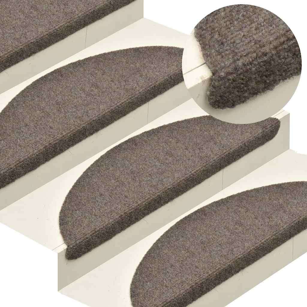 Lot de 20 tapis d'escalier autocollants - 65 x 21 x 4 cm - Beige - Semi-circulaires - Antidérapant - Avec protection contre les marches et le bruit - Pour escalier en bois, escalier en pierre