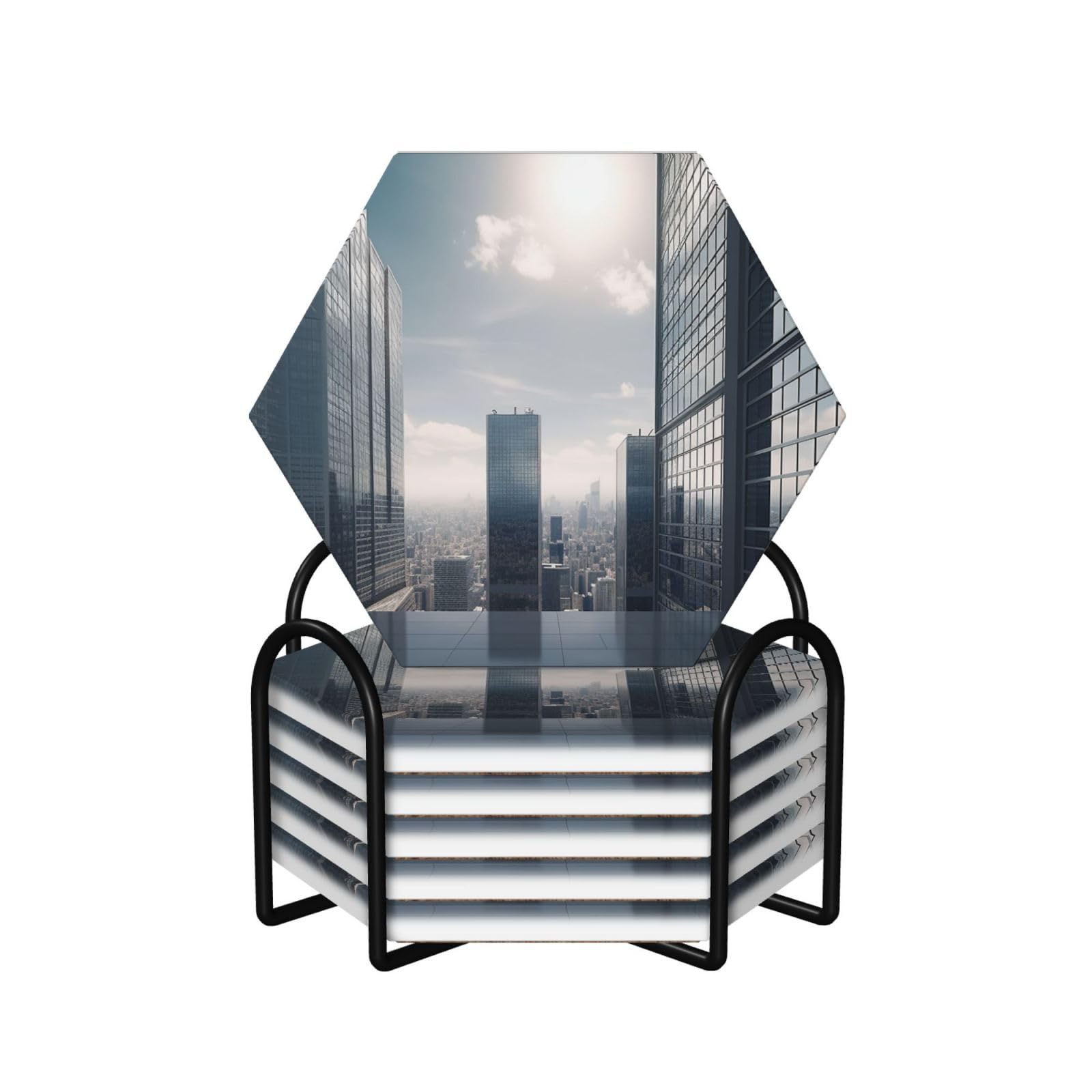 Dessous de verre en céramique hexagonaux avec support protection table liège