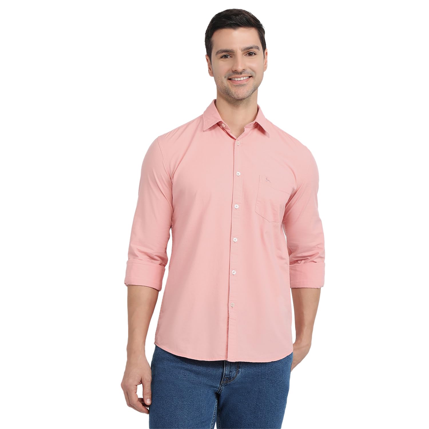 parx Men Slim Fit Solid Pattern Pure Cotton Semi Cut Away Collar Full Sleeve Casual Shirt-picture-41
