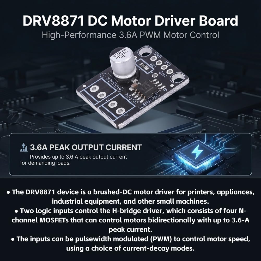 Moduł Napędowy, Płyta Napędowa Silnika Prądu Stałego, moduł Napędowy DRV8871 BOB, Port Sterowania 3.6A Pwm do Drukarki Elektryczne Przemysłowe, Komputery Jednopłytkowe