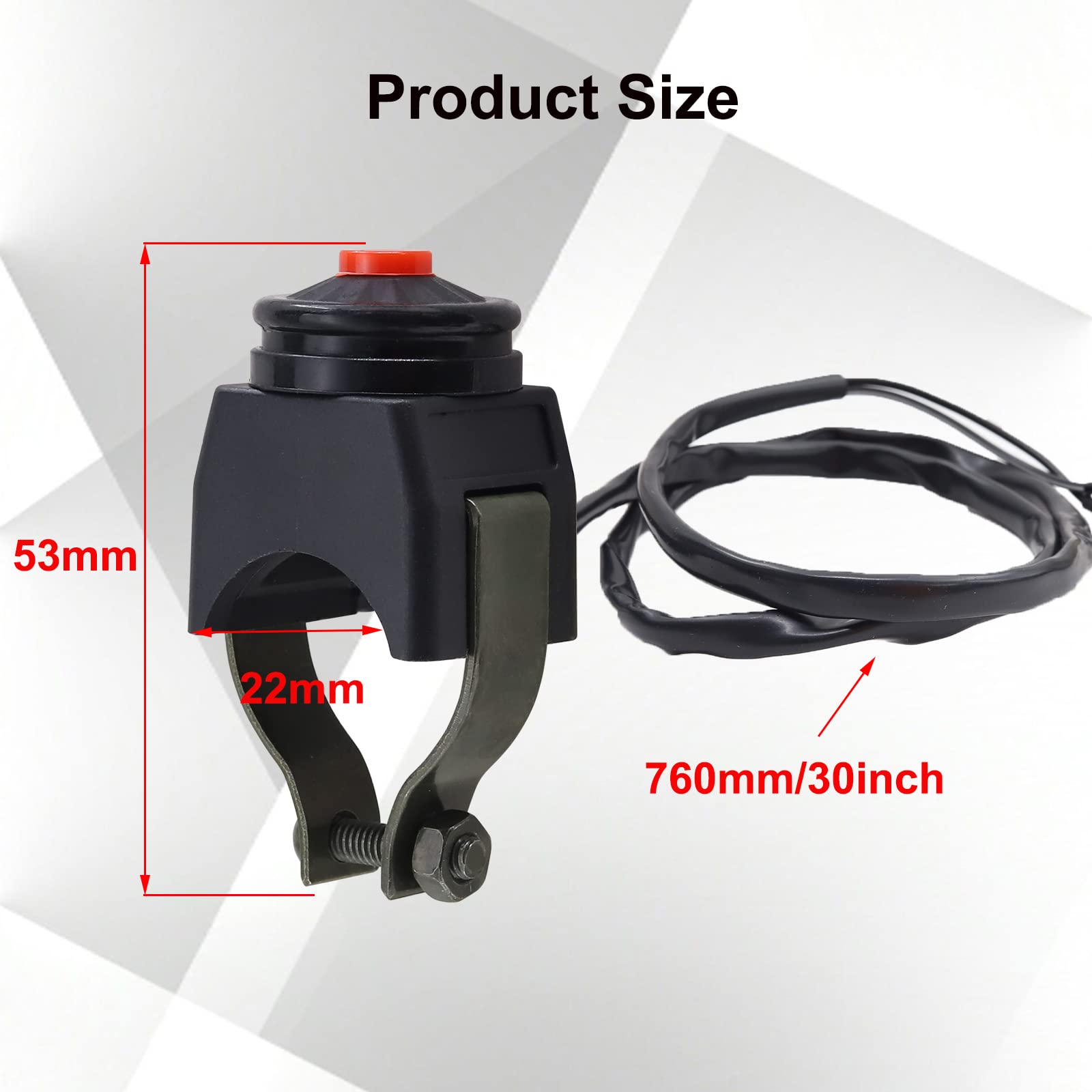 Bouton Klaxon / Arrêt Moto - Commande Guidon Étanche - 2 Fils - Compatible Moto & Motocross - 4