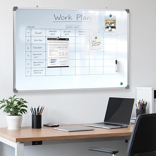 Miniatura 9 de MaxGear Pizarra de borrado en seco para pared, pizarra blanca magnética de 36 x 24 pulgadas, pizarra blanca grande de doble cara, para colgar para