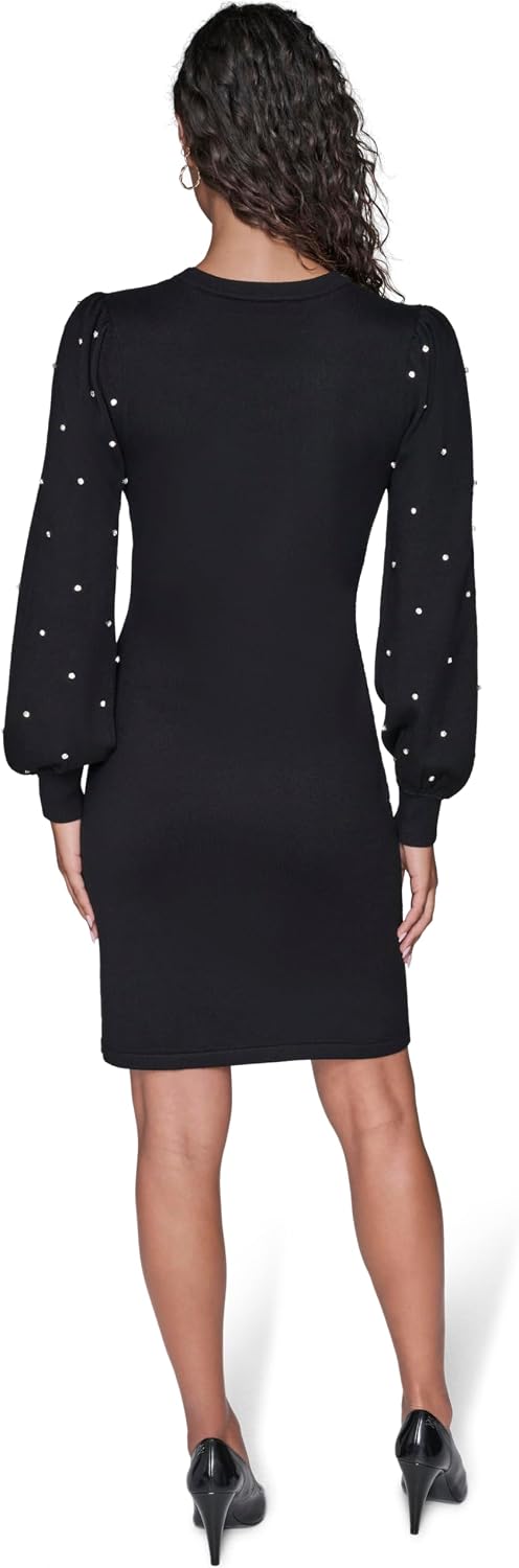 Karl Lagerfeld Women's Embellished Long Sleeve Sweater Dress