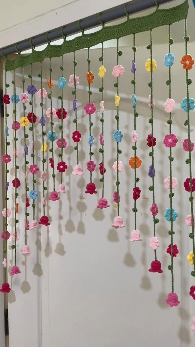 Crochet Door Hanging with Multicolour Flowers | Handcrafted, Wall Decor-image-16