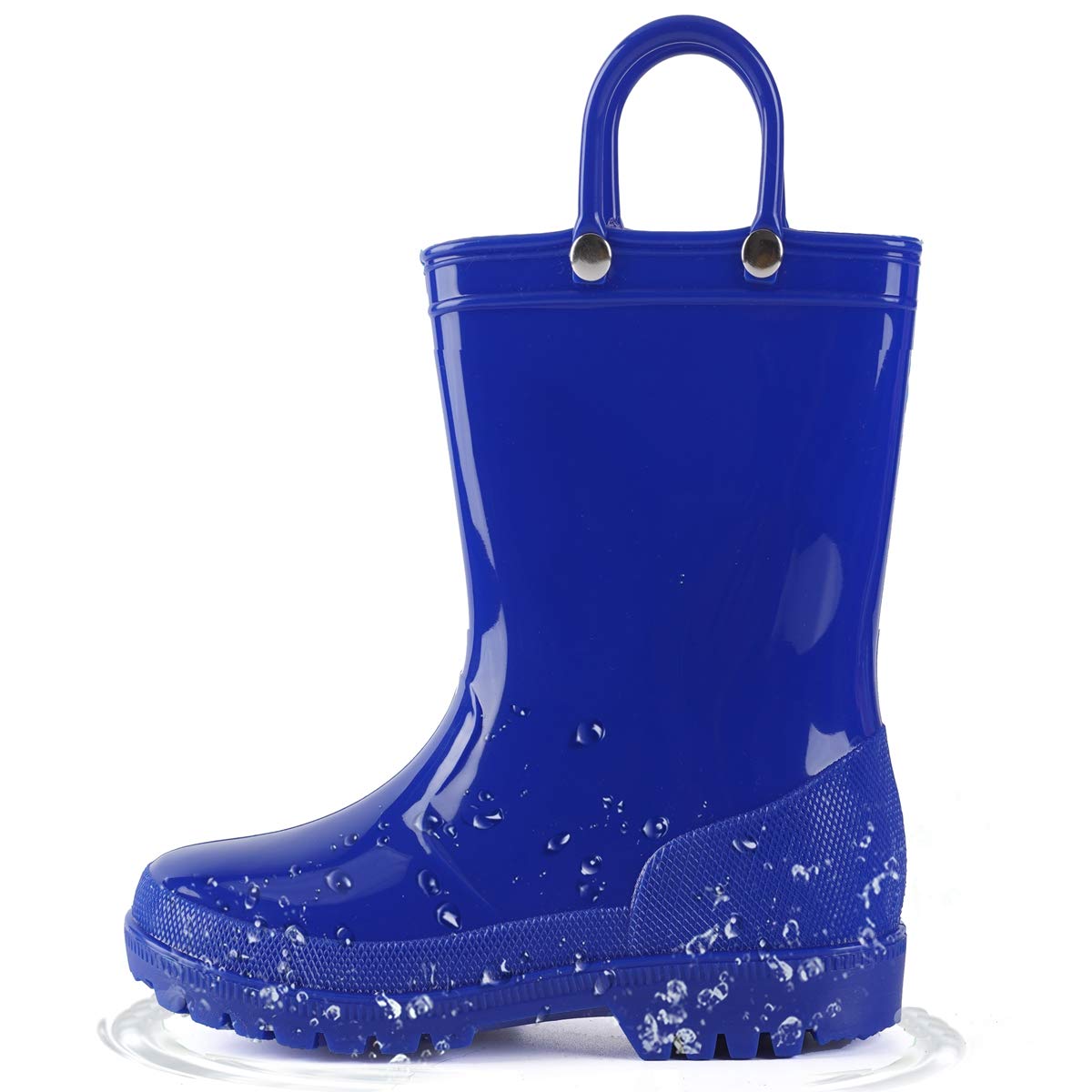 Hugrain Adorables botas de agua iluminadas para niños con asas fáciles de poner