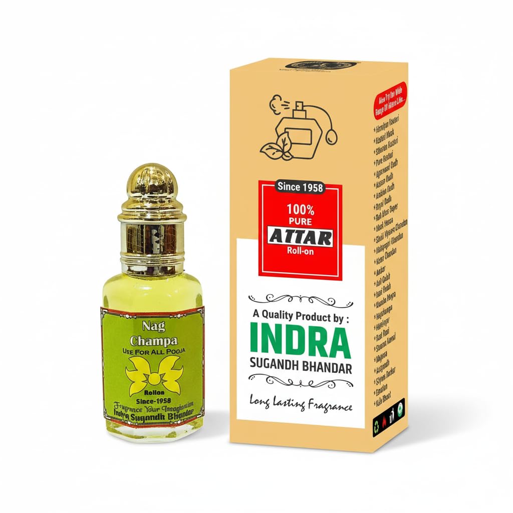 INDRA SUGANDH BHANDAR Attar For Men|Women Nag Champa | इत्र नाग चम्पा Pure Champa Long Lasting Fragrance 12ml Rollon Pack