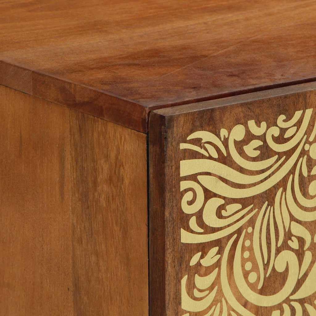 Mueble TV de madera mango macizo con puertas batientes y asas de latón