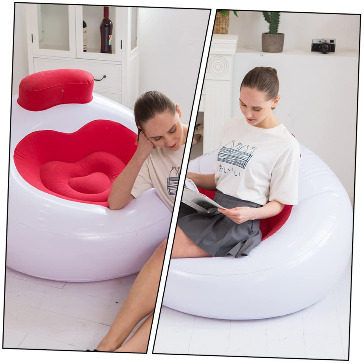 Toyvian 1 Szt Składana Dmuchana Sofa Powietrze Przenośne Dmuchana Poduszka Na Stołek Wysadzony Leżak Przenośna Sofa Dla Nadmuchiwany Fotel Rozkładany Leżak Plażowy Pcv Rumieniec Z Oparciem