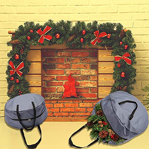 Kuppn 91.4x20.3cm Double Premium Christmas Wreath Storage Bag, 420 Oxford Canvas Christmas Wreath Storage Container Water Resistant Fabric Storage Dual Zippered Bag for Easy Xmas Holiday Storage