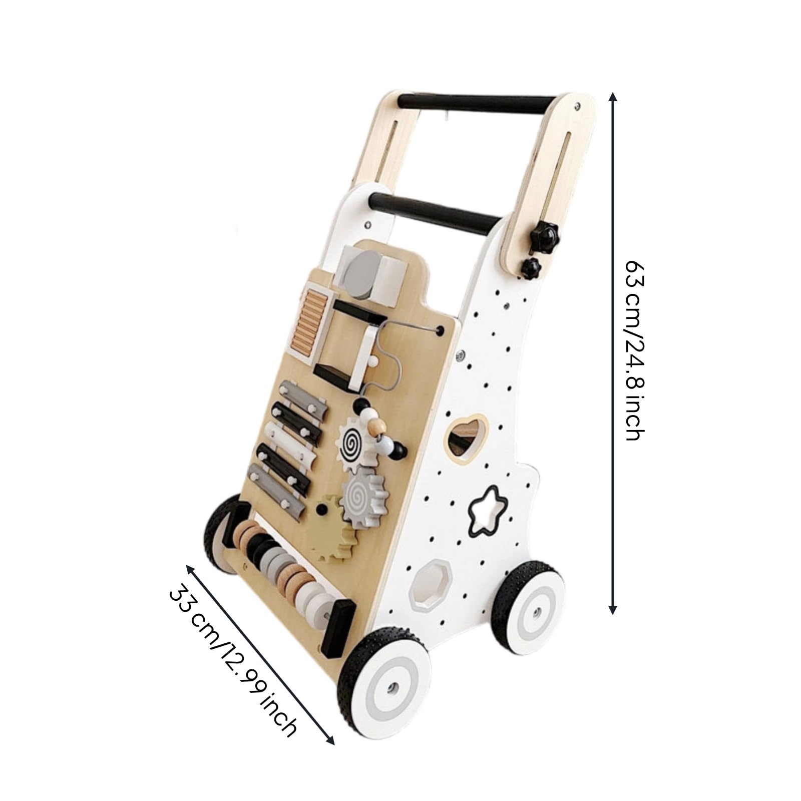 Carrito Empuje Ayudante para Caminar Actividades Ayudante para Caminar Madera Ruedas Acabado y Color Claro