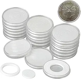 20 conjuntos de cápsulas de moeda de 46 mm, protetor de moedas, porta-moedas transparente, porta-moedas para colecionadores, amantes de moedas, presente transparente